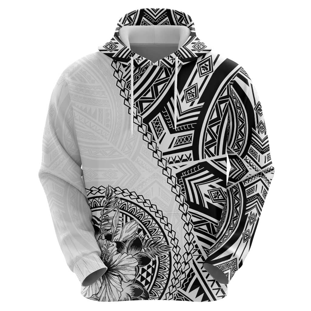 Hibiscus With White Austronesian Tattoo Pattern Hoodie LT05 - Polynesian Pride