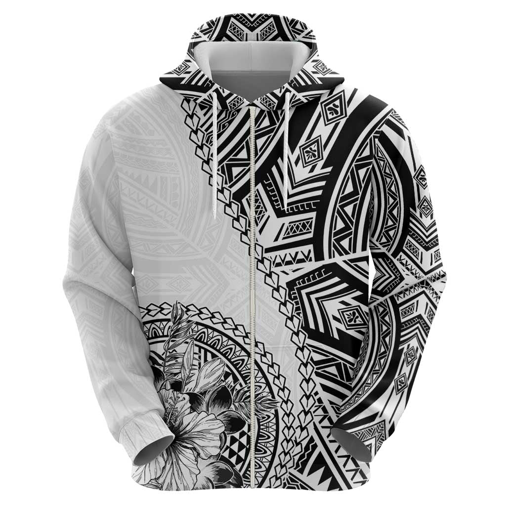 Hibiscus With White Austronesian Tattoo Pattern Hoodie LT05 - Polynesian Pride