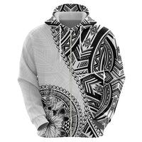 Hibiscus With White Austronesian Tattoo Pattern Hoodie LT05 - Polynesian Pride