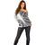 Hibiscus With White Austronesian Tattoo Pattern Off Shoulder Sweater - Polynesian Pride