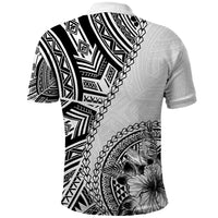 Hibiscus With White Austronesian Tattoo Pattern Polo Shirt - Polynesian Pride