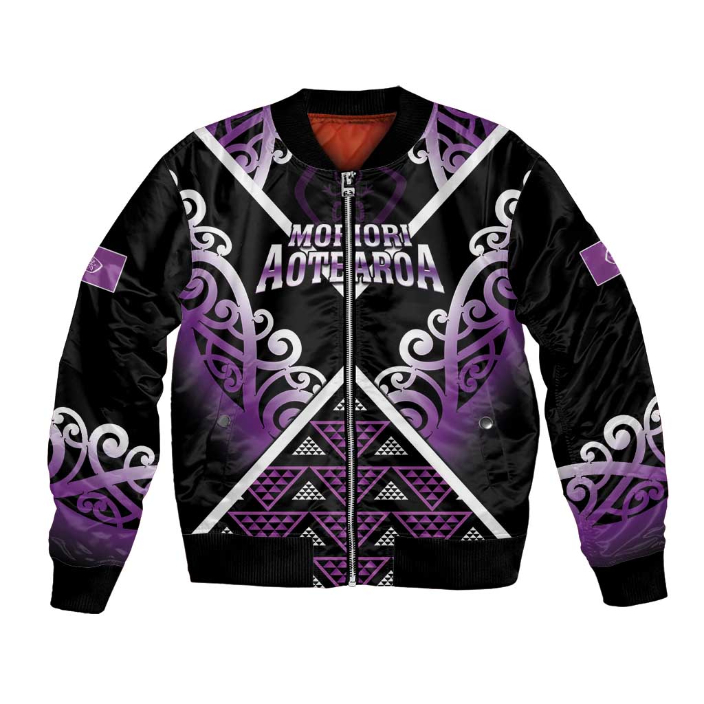 Personalised Aotearoa Moriori Bomber Jacket Maori Pattern New Zealand - Polynesian Pride