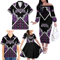 Personalised Aotearoa Moriori Family Matching Off The Shoulder Long Sleeve Dress and Hawaiian Shirt Maori Pattern New Zealand LT05 - Polynesian Pride