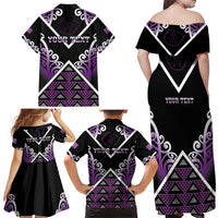 Personalised Aotearoa Moriori Family Matching Off Shoulder Maxi Dress and Hawaiian Shirt Maori Pattern New Zealand LT05 - Polynesian Pride