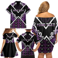 Personalised Aotearoa Moriori Family Matching Off Shoulder Short Dress and Hawaiian Shirt Maori Pattern New Zealand LT05 - Polynesian Pride