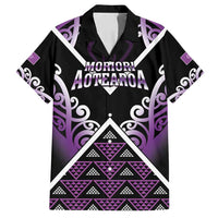Personalised Aotearoa Moriori Family Matching Tank Maxi Dress and Hawaiian Shirt Maori Pattern New Zealand LT05 Dad's Shirt - Short Sleeve Purple - Polynesian Pride