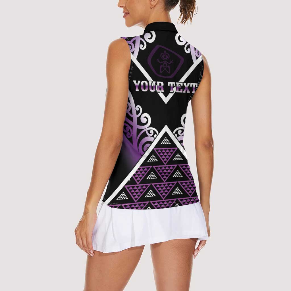 Personalised Aotearoa Moriori Women Sleeveless Polo Shirt Maori Pattern New Zealand - Polynesian Pride