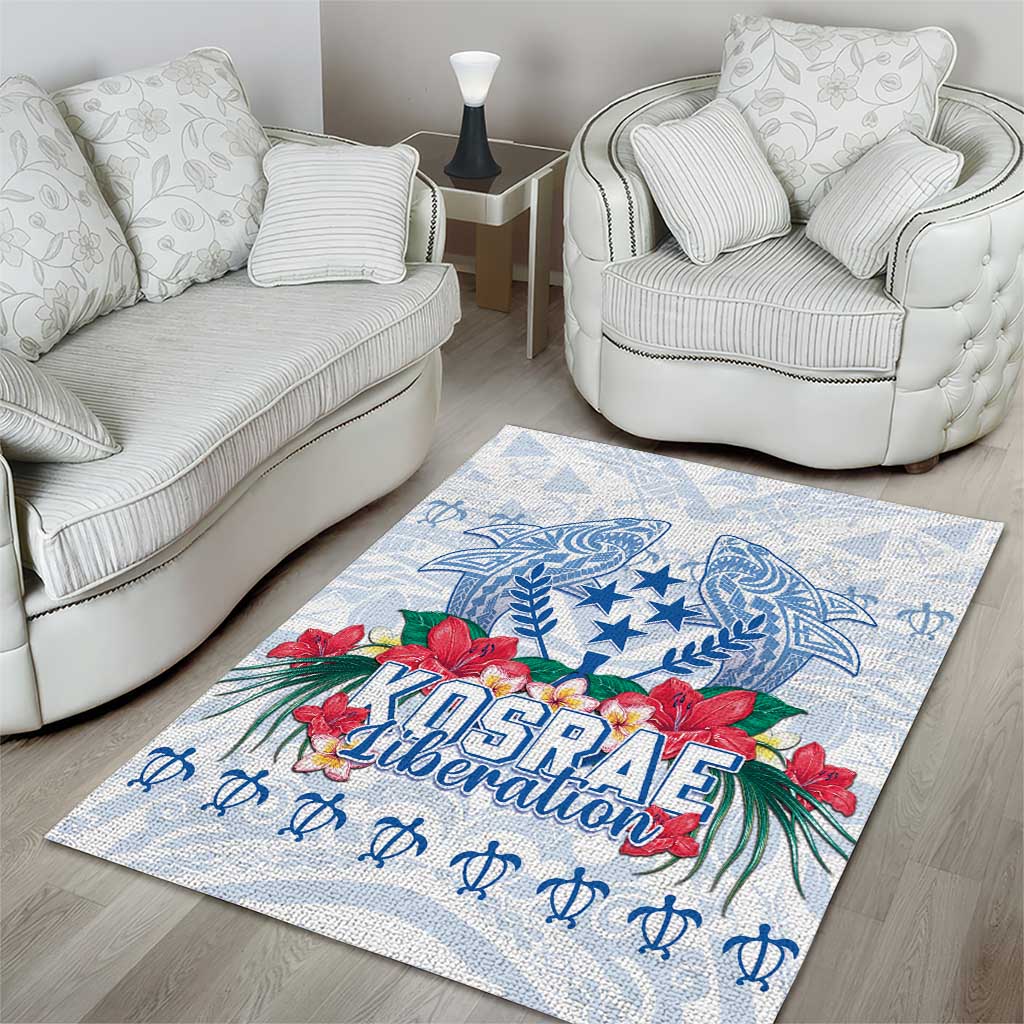 Happy Kosrae Liberation Day Area Rug Polynesian Shark Turtle Motif