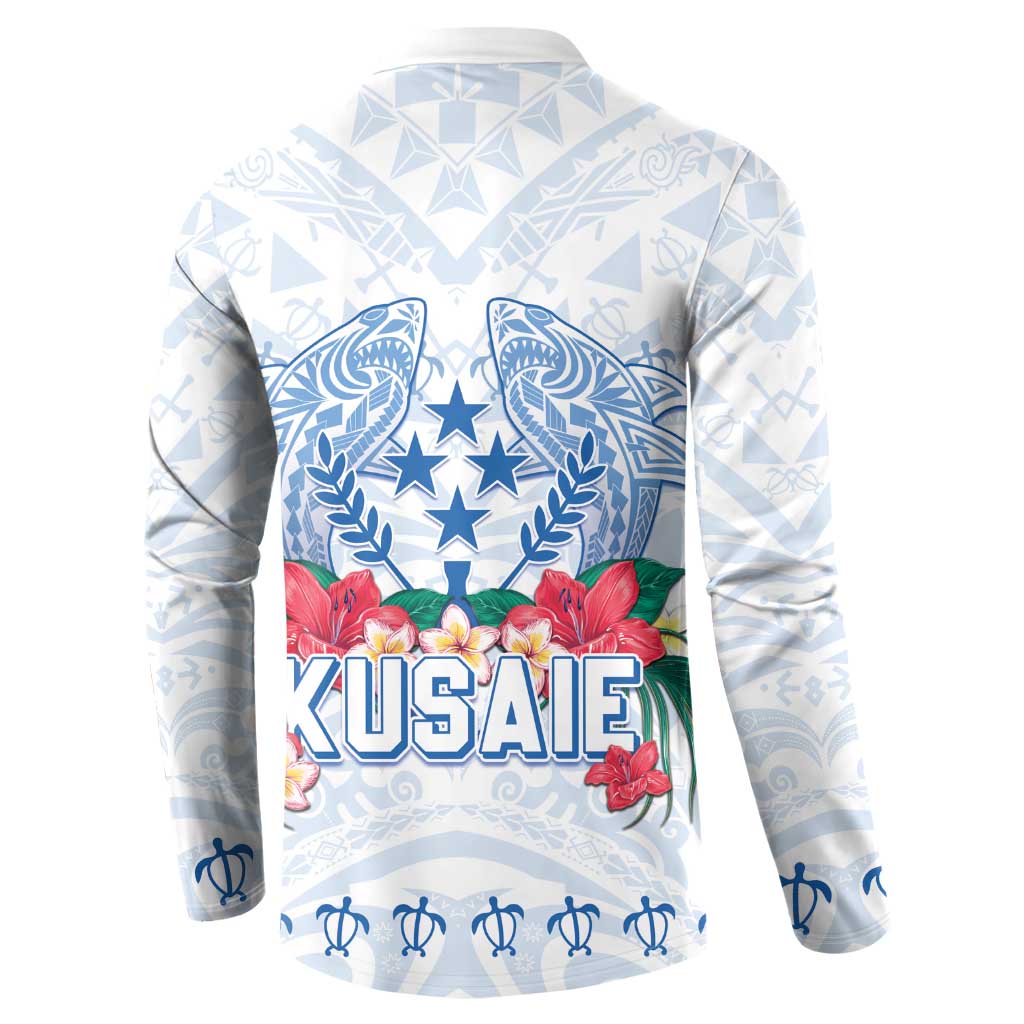 Happy Kosrae Liberation Day Button Sweatshirt Polynesian Shark Turtle Motif