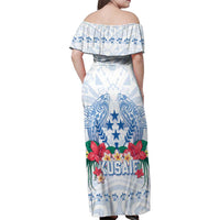 Happy Kosrae Liberation Day Family Matching Off Shoulder Maxi Dress and Hawaiian Shirt Polynesian Shark Turtle Motif LT05 - Polynesian Pride