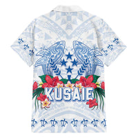 Happy Kosrae Liberation Day Family Matching Off Shoulder Short Dress and Hawaiian Shirt Polynesian Shark Turtle Motif LT05 - Polynesian Pride