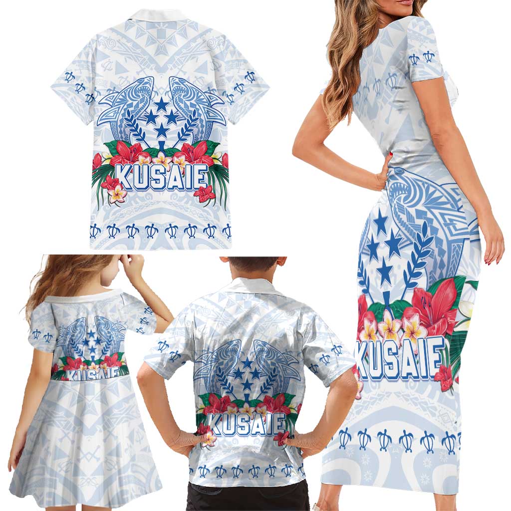 Happy Kosrae Liberation Day Family Matching Short Sleeve Bodycon Dress and Hawaiian Shirt Polynesian Shark Turtle Motif LT05 - Polynesian Pride