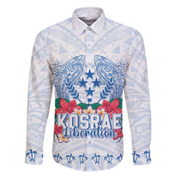 Happy Kosrae Liberation Day Family Matching Short Sleeve Bodycon Dress and Hawaiian Shirt Polynesian Shark Turtle Motif LT05 Dad's Shirt - Long Sleeve White - Polynesian Pride