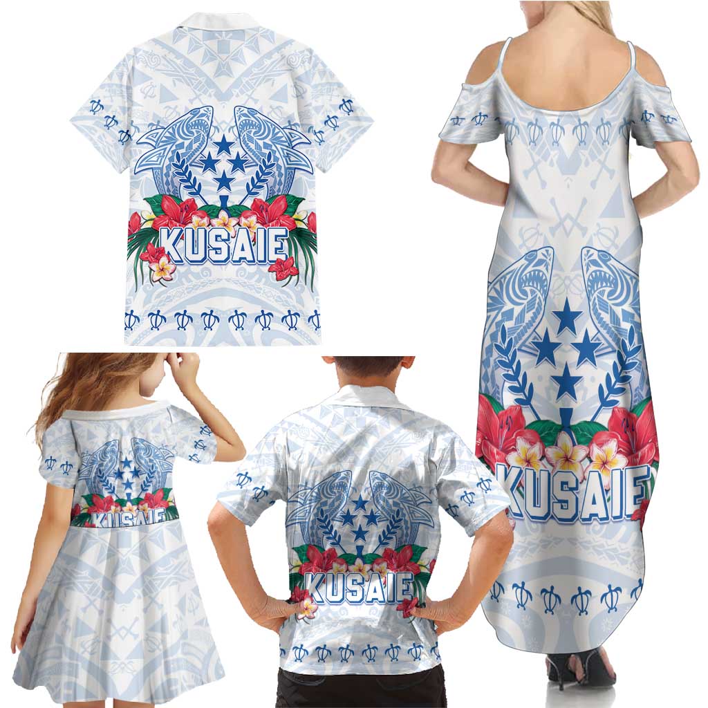 Happy Kosrae Liberation Day Family Matching Summer Maxi Dress and Hawaiian Shirt Polynesian Shark Turtle Motif LT05 - Polynesian Pride