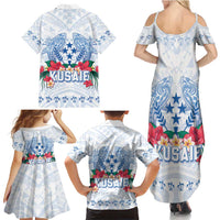 Happy Kosrae Liberation Day Family Matching Summer Maxi Dress and Hawaiian Shirt Polynesian Shark Turtle Motif LT05 - Polynesian Pride
