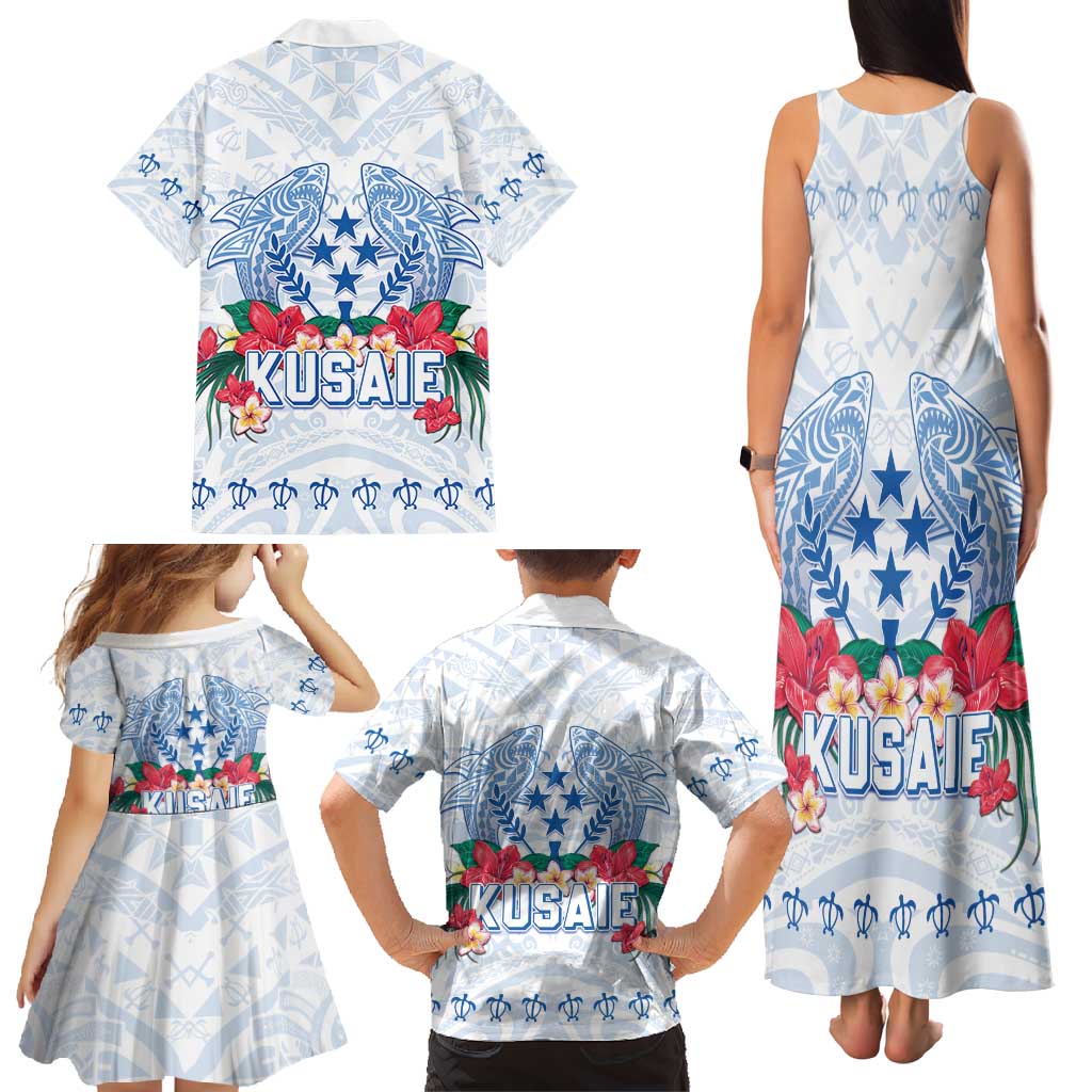 Happy Kosrae Liberation Day Family Matching Tank Maxi Dress and Hawaiian Shirt Polynesian Shark Turtle Motif LT05 - Polynesian Pride