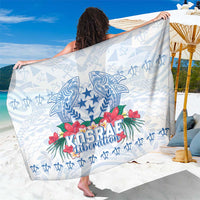 Happy Kosrae Liberation Day Sarong Polynesian Shark Turtle Motif LT05 One Size 44 x 66 inches White - Polynesian Pride