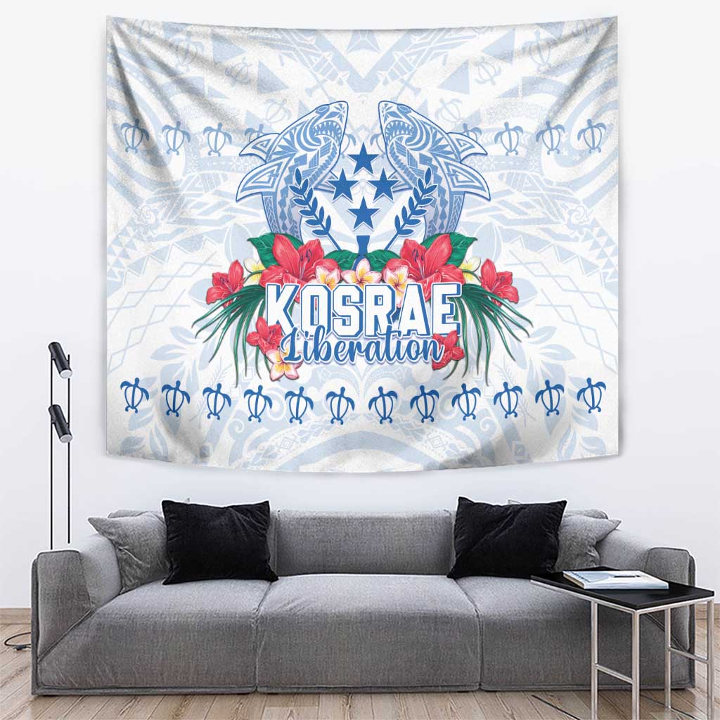 Happy Kosrae Liberation Day Tapestry Polynesian Shark Turtle Motif