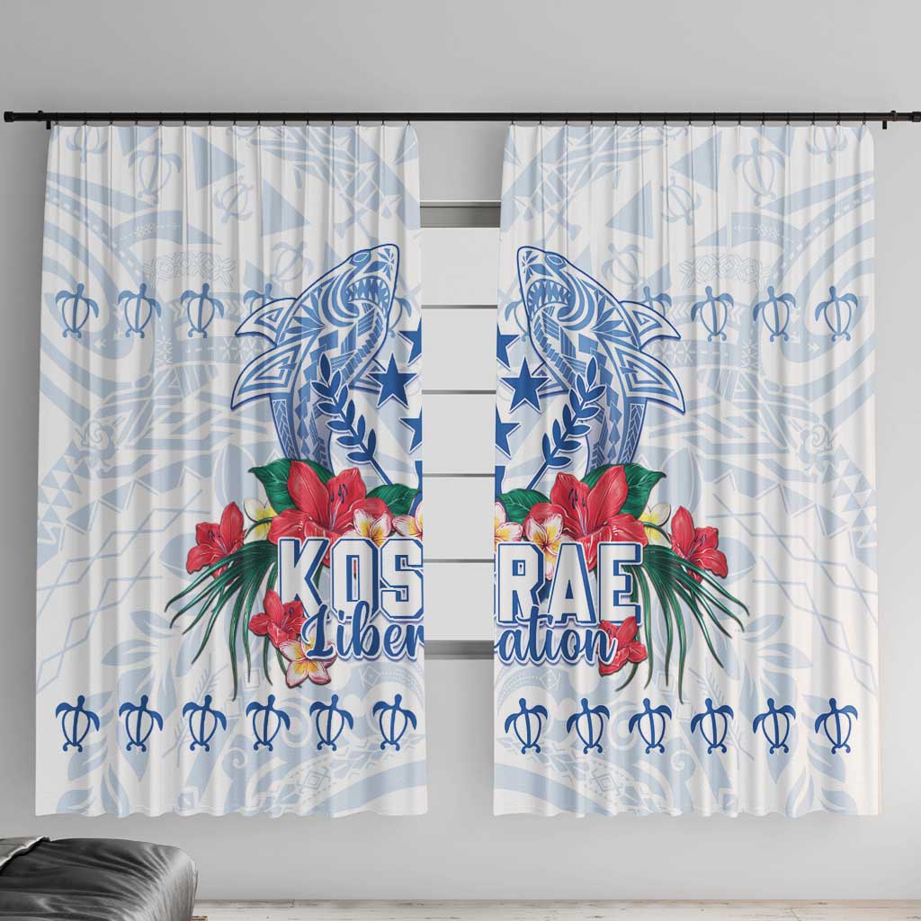 Happy Kosrae Liberation Day Window Curtain Polynesian Shark Turtle Motif