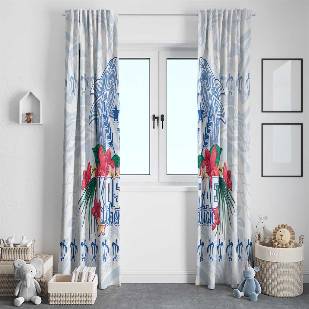 Happy Kosrae Liberation Day Window Curtain Polynesian Shark Turtle Motif LT05 - Polynesian Pride