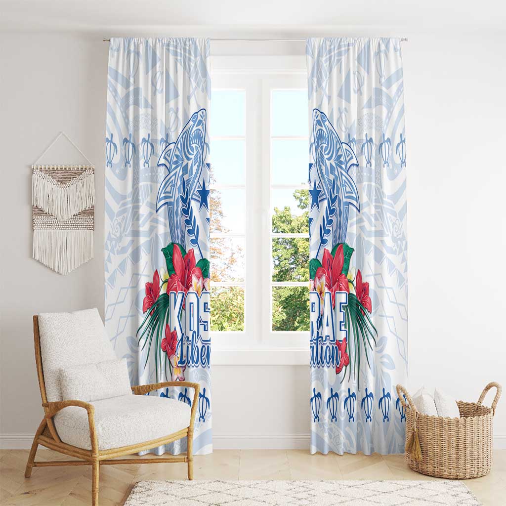 Happy Kosrae Liberation Day Window Curtain Polynesian Shark Turtle Motif LT05 - Polynesian Pride