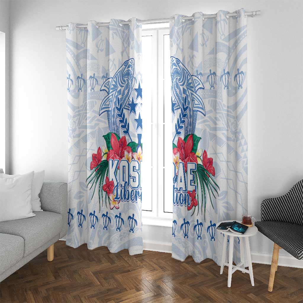 Happy Kosrae Liberation Day Window Curtain Polynesian Shark Turtle Motif LT05 With Grommets White - Polynesian Pride