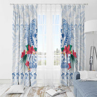 Happy Kosrae Liberation Day Window Curtain Polynesian Shark Turtle Motif LT05 - Polynesian Pride