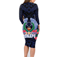 Happy Pohnpei Liberation Day Family Matching Long Sleeve Bodycon Dress and Hawaiian Shirt Polynesian Shark Turtle Motif LT05 - Polynesian Pride