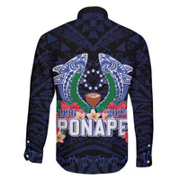 Happy Pohnpei Liberation Day Family Matching Off The Shoulder Long Sleeve Dress and Hawaiian Shirt Polynesian Shark Turtle Motif LT05 - Polynesian Pride