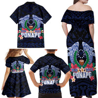 Happy Pohnpei Liberation Day Family Matching Off Shoulder Maxi Dress and Hawaiian Shirt Polynesian Shark Turtle Motif LT05 - Polynesian Pride