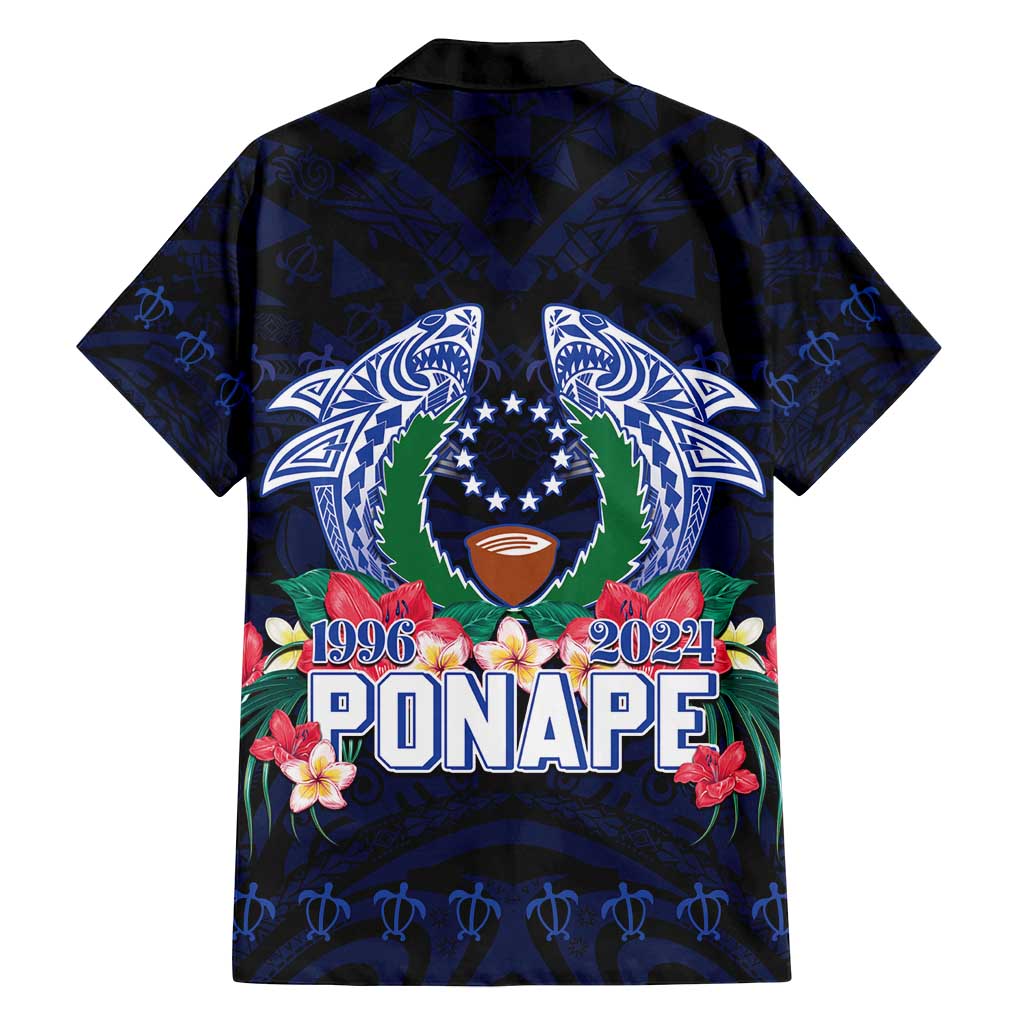 Happy Pohnpei Liberation Day Family Matching Off Shoulder Maxi Dress and Hawaiian Shirt Polynesian Shark Turtle Motif LT05 - Polynesian Pride