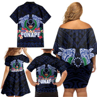 Happy Pohnpei Liberation Day Family Matching Off Shoulder Short Dress and Hawaiian Shirt Polynesian Shark Turtle Motif LT05 - Polynesian Pride