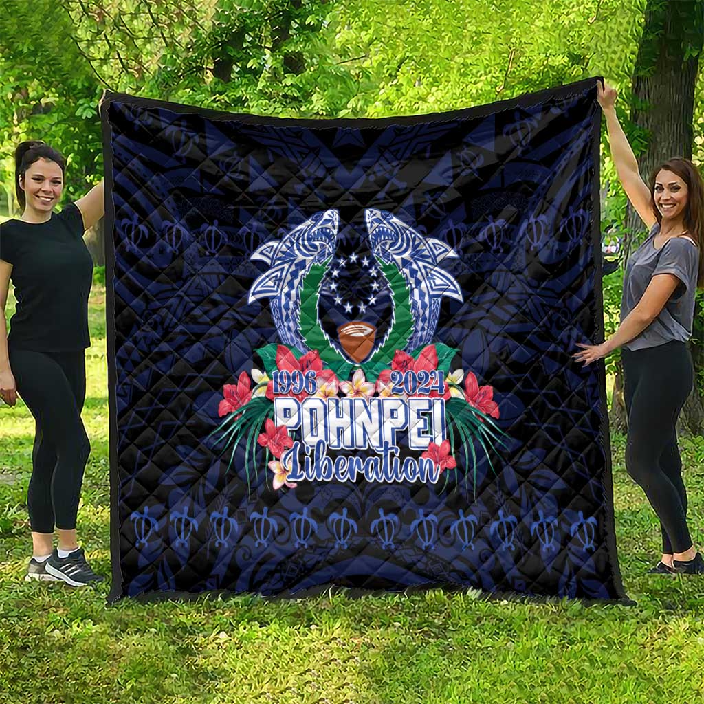 Happy Pohnpei Liberation Day Quilt Polynesian Shark Turtle Motif