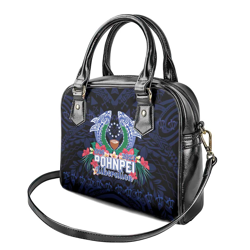 Happy Pohnpei Liberation Day Shoulder Handbag Polynesian Shark Turtle Motif