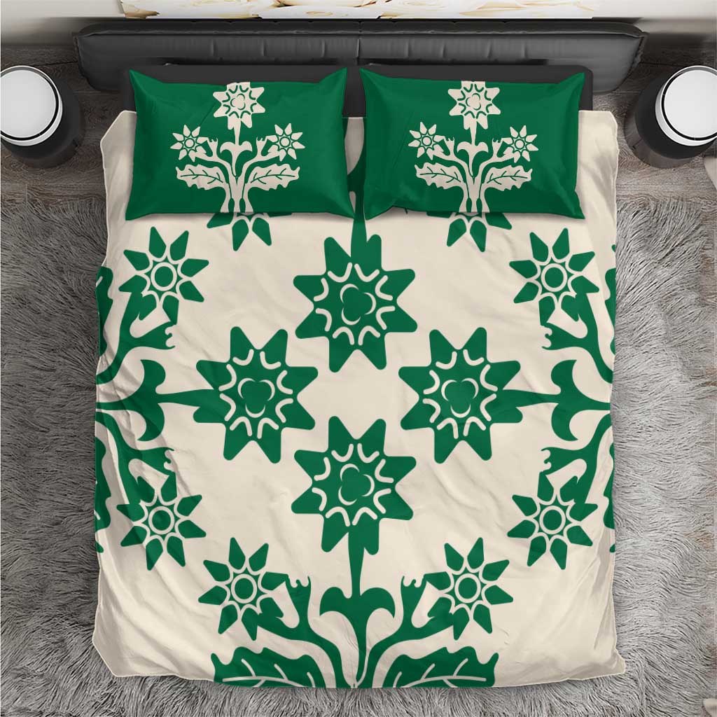 Cook Islands Green Tivaevae Bedding Set - Polynesian Pride