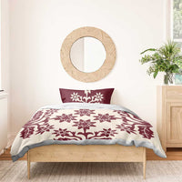 Cook Islands Maroon Tivaevae Bedding Set - Polynesian Pride