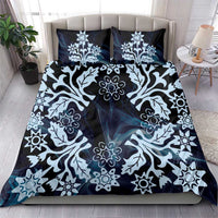 Cook Islands Tivaevae Quilt Bedding Set Navy Blue Marble - Polynesian Pride