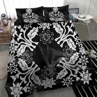 Cook Islands Tivaevae Quilt Bedding Set Black Marble - Polynesian Pride