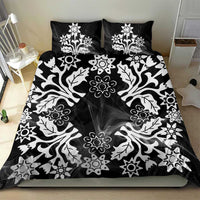 Cook Islands Tivaevae Quilt Bedding Set Black Marble - Polynesian Pride