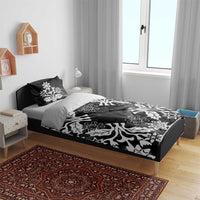 Cook Islands Tivaevae Quilt Bedding Set Black Marble - Polynesian Pride