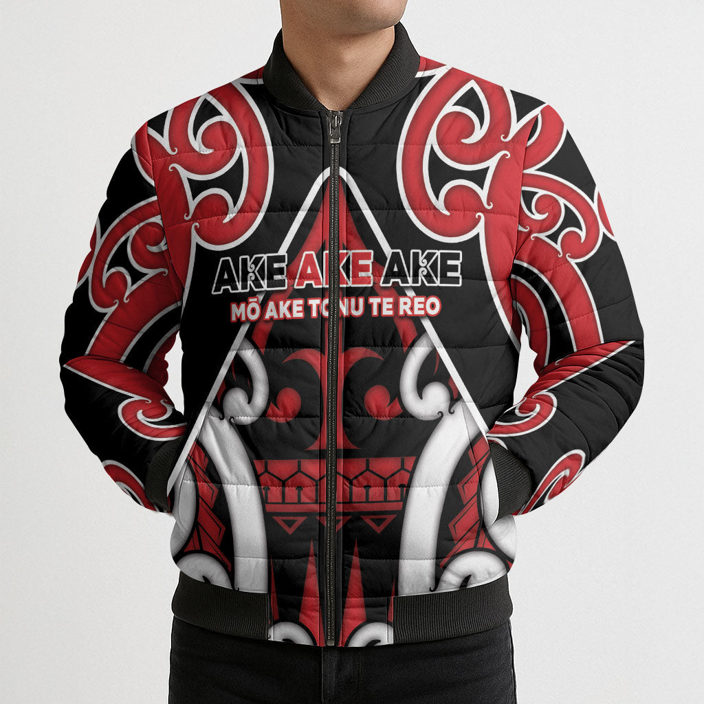 New Zealand Maori Language Week Bomber Puffer Jacket Mo Ake Tonu Te Reo