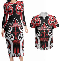 New Zealand Maori Language Week Couples Matching Long Sleeve Bodycon Dress and Hawaiian Shirt Mo Ake Tonu Te Reo