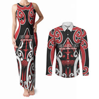 New Zealand Maori Language Week Couples Matching Tank Maxi Dress and Long Sleeve Button Shirt Mo Ake Tonu Te Reo