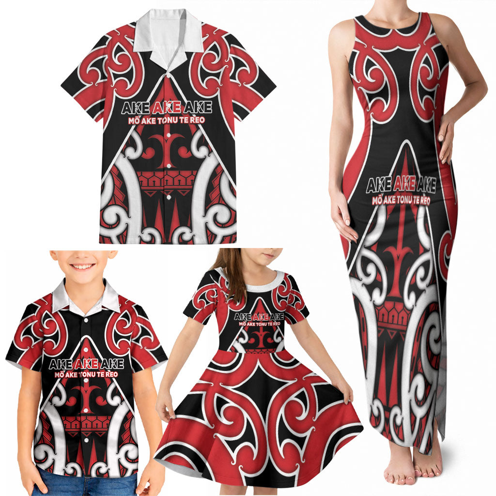 New Zealand Maori Language Week Family Matching Tank Maxi Dress and Hawaiian Shirt Mo Ake Tonu Te Reo LT05 - Polynesian Pride