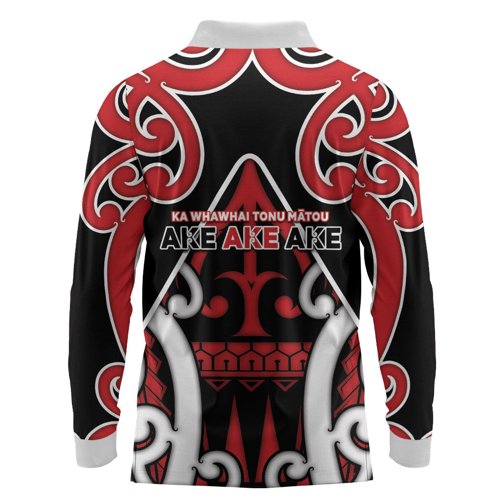 New Zealand Maori Language Week Long Sleeve Polo Shirt Mo Ake Tonu Te Reo