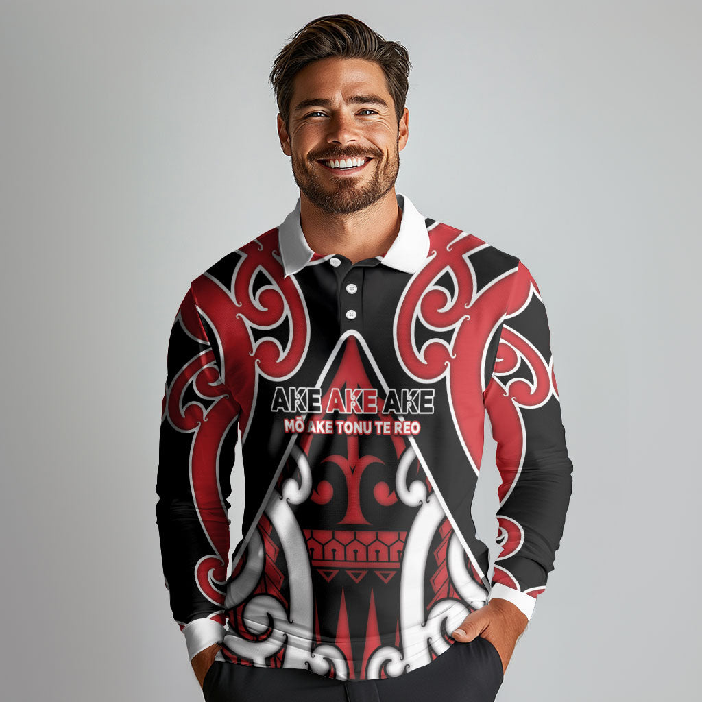 New Zealand Maori Language Week Long Sleeve Polo Shirt Mo Ake Tonu Te Reo