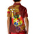 Personalized Tonga Eua Kid Polo Shirt Maroon Shining Parrot Coat Of Arms With Ngatu Pattern LT05 - Polynesian Pride