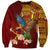 Personalized Tonga Eua Sweatshirt Maroon Shining Parrot Coat Of Arms With Ngatu Pattern LT05 Unisex Red - Polynesian Pride