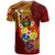 Personalized Tonga Eua T Shirt Maroon Shining Parrot Coat Of Arms With Ngatu Pattern LT05 - Polynesian Pride