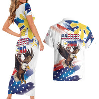 Filipino American History Month Couples Matching Short Sleeve Bodycon Dress and Hawaiian Shirt Bald Eagle Tarsier Together LT05 - Polynesian Pride